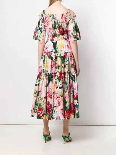 Shop Dolce & Gabbana Floral Print Maxi Dress In Green