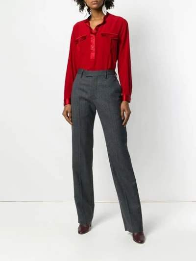 Shop Ferragamo Salvatore  Mandarin Collar Shirt - Red