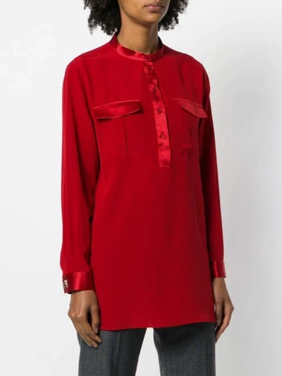 Shop Ferragamo Salvatore  Mandarin Collar Shirt - Red