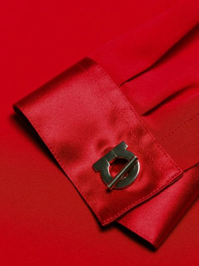 Shop Ferragamo Salvatore  Mandarin Collar Shirt - Red