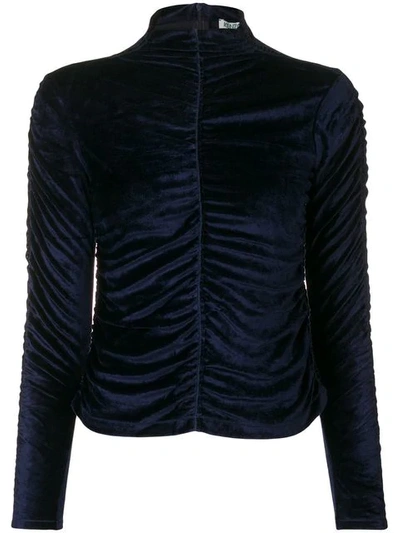 Shop Kenzo Ruched Turtleneck Top In Blue
