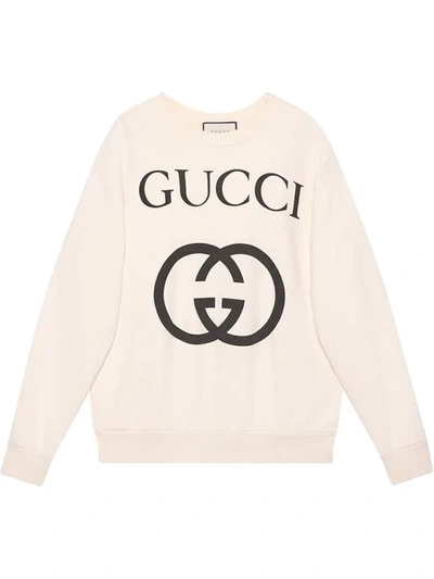 Shop Gucci Oversize Sweatshirt With Interlocking G In White