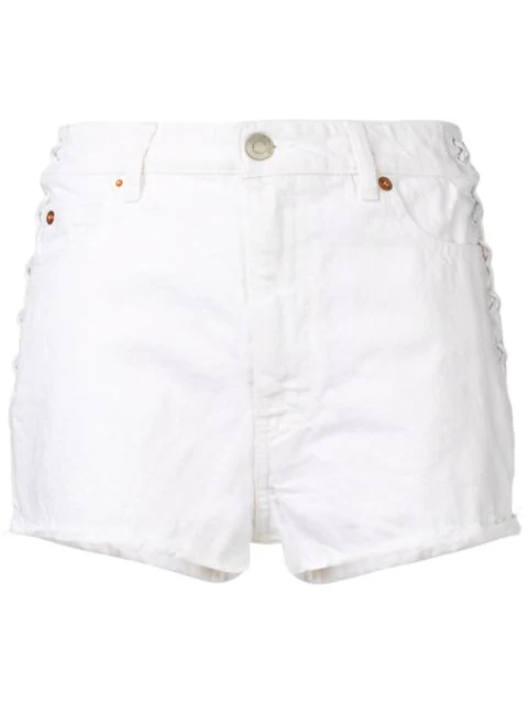 white lace up shorts