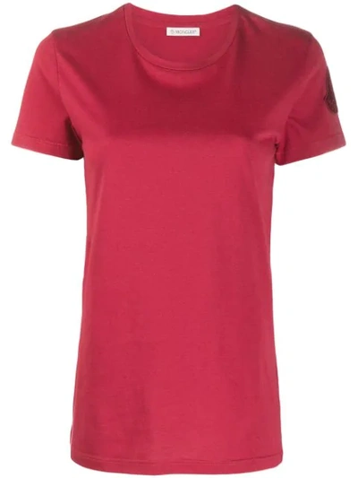 Shop Moncler Round Neck T-shirt In Red