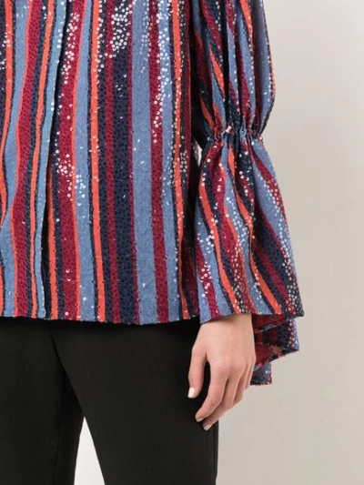 Shop Carolina Herrera Striped Sequin-embroidery Shirt In Persimmon Multi