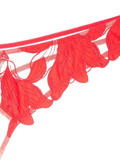 Shop Fleur Du Mal Lily Lace Thong In Red