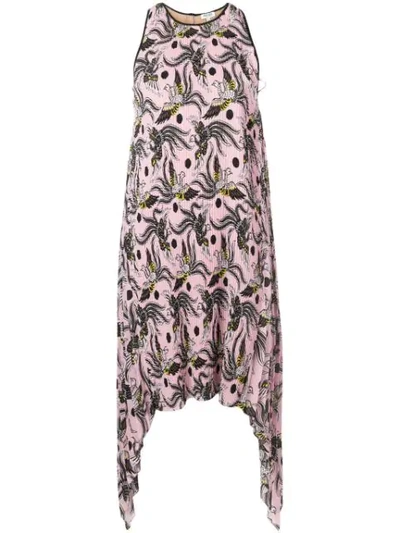 Shop Kenzo Flying Phoenix Dress In Pink