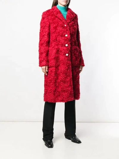 Shop The Gigi Single-breasted Shearling Coat In Red