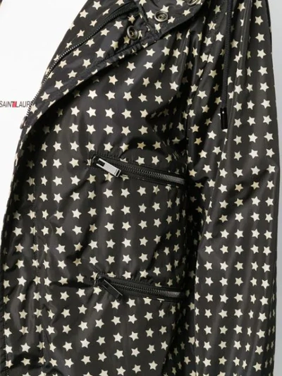 Shop Saint Laurent Star Print Hooded Jacket In Black