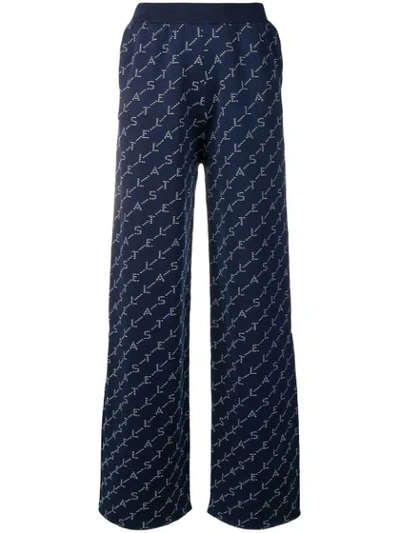 Shop Stella Mccartney Wide Leg Monogram Trousers In Blue