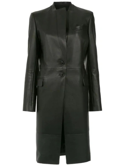 Shop Gloria Coelho Leather Trench Coat In Black