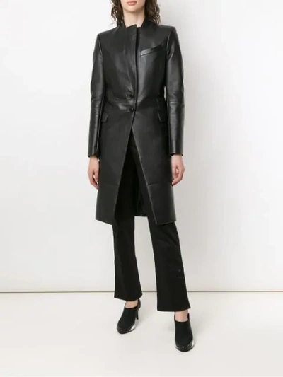 Shop Gloria Coelho Leather Trench Coat In Black