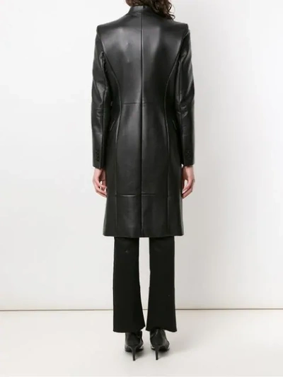 Shop Gloria Coelho Leather Trench Coat In Black