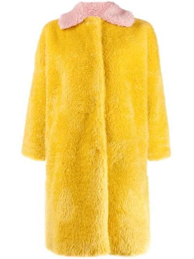 Shop L'autre Chose Faux Fur Coat In Yellow