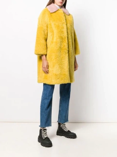 Shop L'autre Chose Faux Fur Coat In Yellow