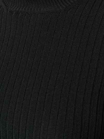 Shop Valentino Ribbed Polo Neck Top In Black
