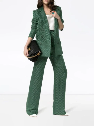 Shop Haider Ackermann Double-breasted Checked Silk-blend Blazer In Green