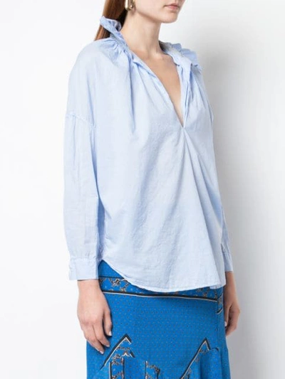 Shop A Shirt Thing Frill Collar Open Neck Shirt In Blue