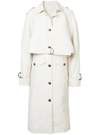 Shop Rejina Pyo Button Detail Trench Coat - Neutrals