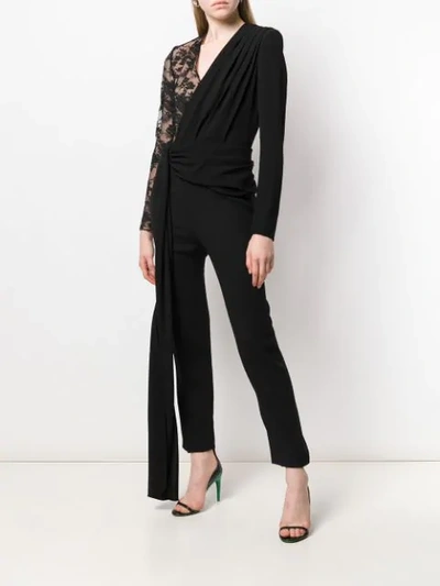 Shop Givenchy Lace Draped Detailed Jumpsuit In Black