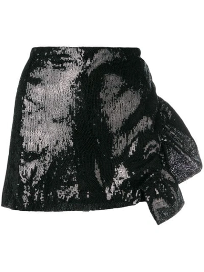 Shop Laneus Sequin Embellished Skirt In Black