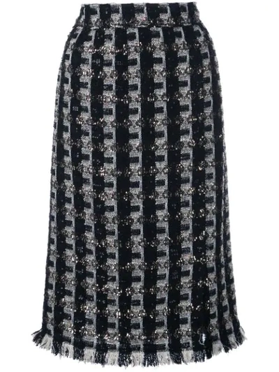 Shop Oscar De La Renta Tweed Pencil Skirt In Black