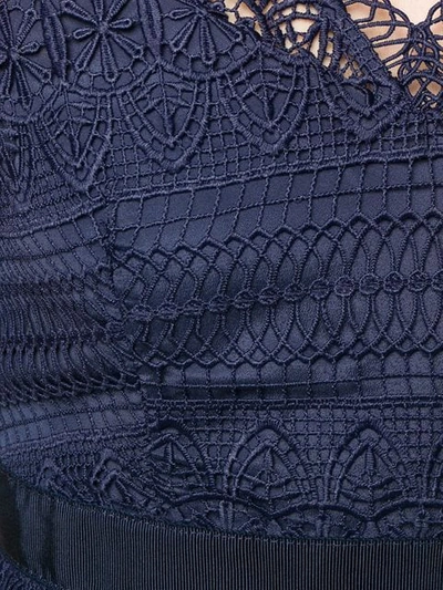 Shop Self-portrait Lace Ruffled Dress In Blue