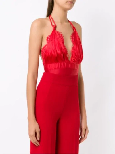 Shop À La Garçonne Fringed Bodysuit In Red