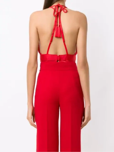 Shop À La Garçonne Fringed Bodysuit In Red