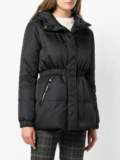 Shop Moncler Fitted Waist Puffer Jacket In Black