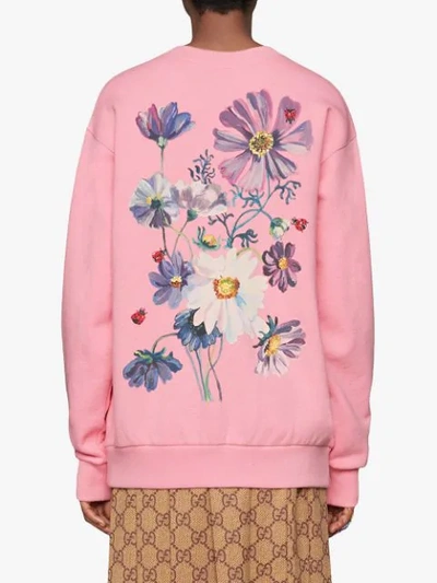 Shop Gucci Oversize Sweatshirt With Fawn In Pink