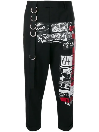 Shop Dsquared2 Punk Print Hockney Trousers In Black