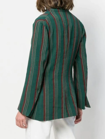 Shop Aspesi Striped Blazer In Green