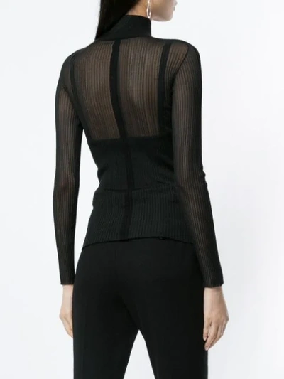 Shop Dion Lee Sheer Mock Neck Top In Black