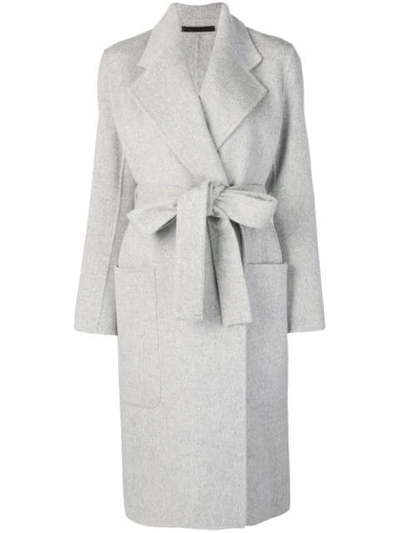 Shop Acne Studios Carice Double Belted Coat - Grey