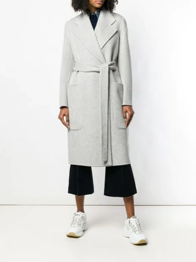 Shop Acne Studios Carice Double Belted Coat - Grey