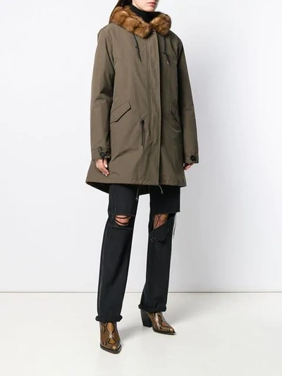 Shop Liska Parka With Fur Lining In Green