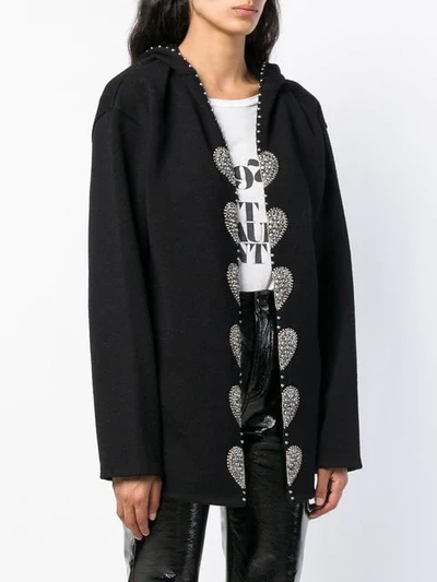 Shop Saint Laurent Embellished Cardi Coat In Black