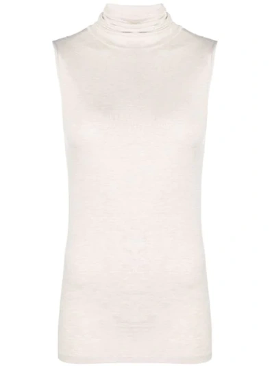 Shop Majestic Turtleneck Knitted Top In Neutrals