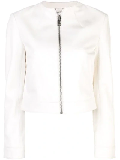 Shop Alice And Olivia Yardley Cropped Leather Jacket In White