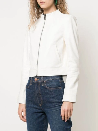 Shop Alice And Olivia Yardley Cropped Leather Jacket In White