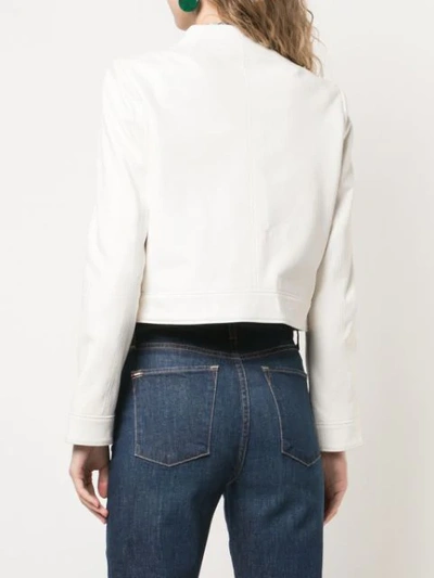 Shop Alice And Olivia Yardley Cropped Leather Jacket In White
