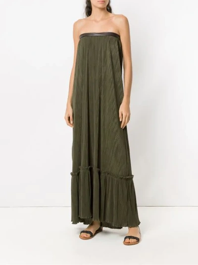 Shop Adriana Degreas 'tqc' Pleated Dress In Green