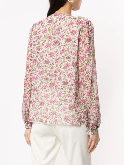 Shop Giambattista Valli Floral Ruffle Blouse In Pink