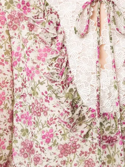Shop Giambattista Valli Floral Ruffle Blouse In Pink