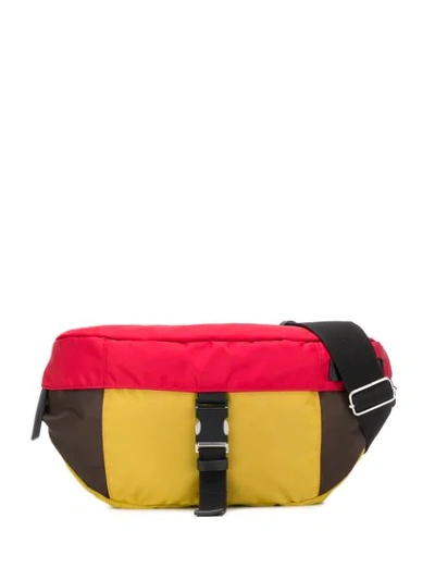 Shop Marni Colour Block Belt Bag In Z2e44 Chestnut Red Cork