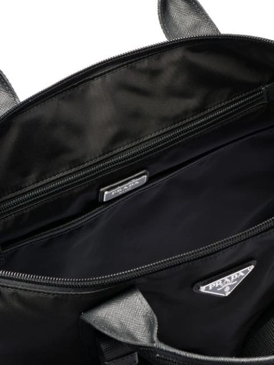 Shop Prada Logo Plaque Tote Backpack In Black