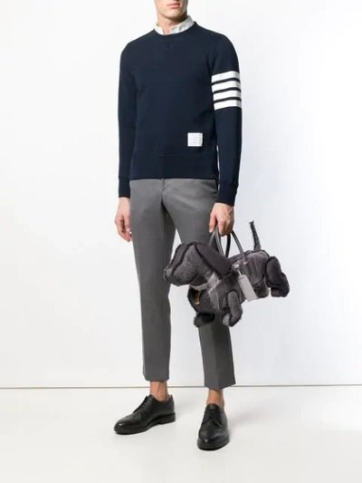 Shop Thom Browne Solid Tweed Hector Bag In Grey