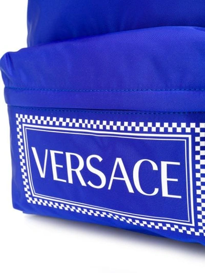 Shop Versace Vintage Logo Print Backpack In Blue