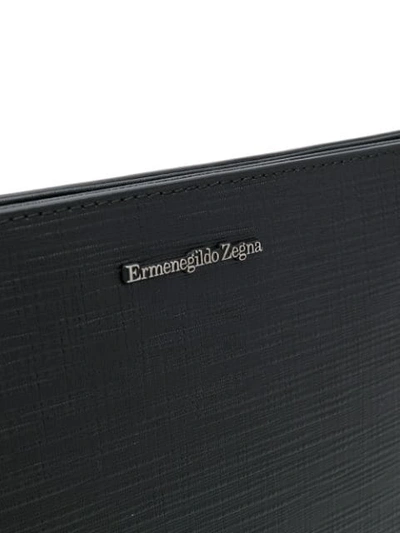 Shop Ermenegildo Zegna Logo Plaque Clutch Bag In Black